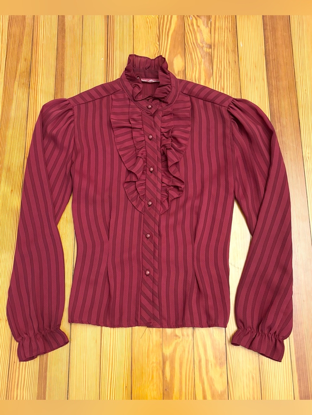 Vintage Front Ruffle Button Up Blouse